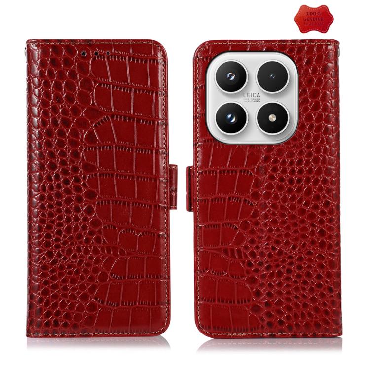For Xiaomi 17 Crocodile Top Layer Cowhide Leather Phone Case(Red)