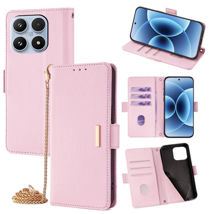 For Xiaomi 17 Crossbody Chain Leather Phone Case(Pink)