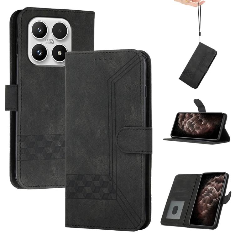 For Xiaomi 17 Cubic Skin Feel Flip Leather Phone Case(Black)