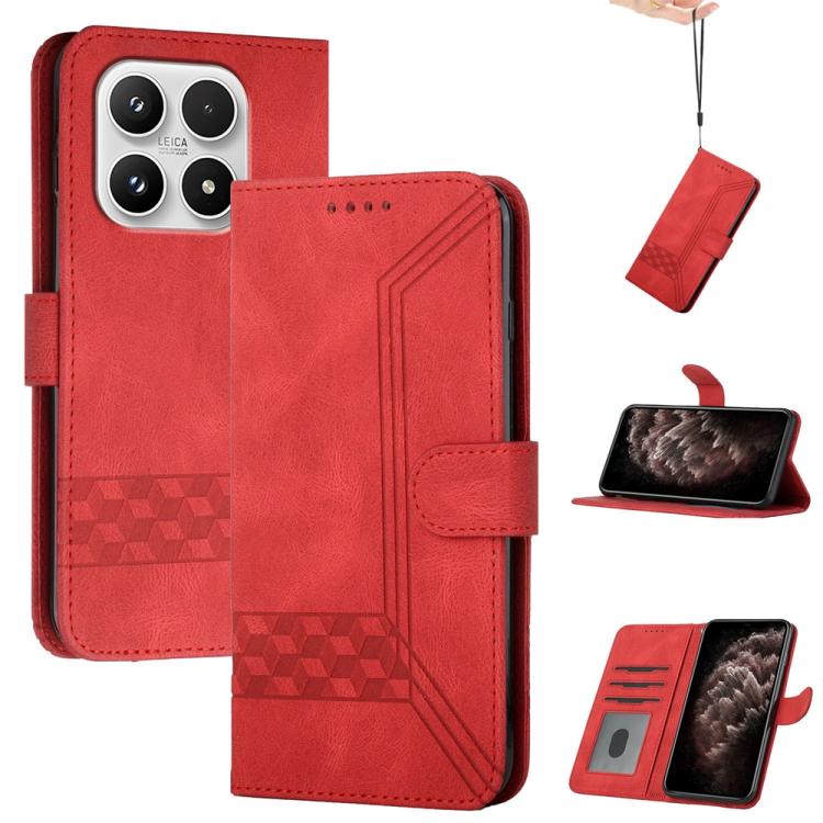 For Xiaomi 17 Cubic Skin Feel Flip Leather Phone Case(Red)