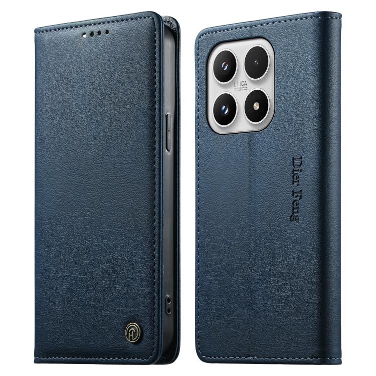 For Xiaomi 17 Dierfeng Metal Snap Magnetic RFID Vegan Leather Phone Case(Blue)