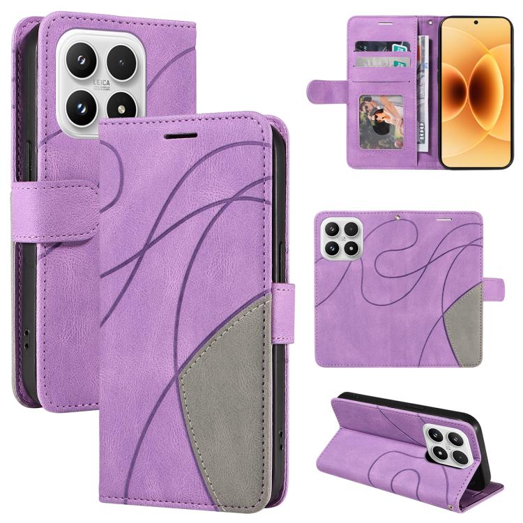 For Xiaomi 17 Dual-color Splicing Flip Leather Phone Case(Purple)