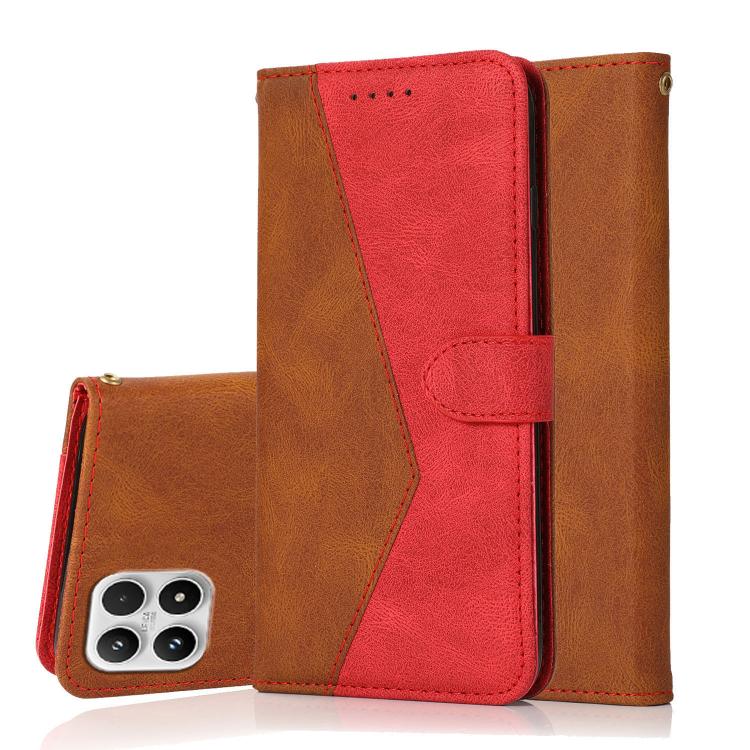 For Xiaomi 17 Dual-color Stitching Leather Phone Case(Brown Red)