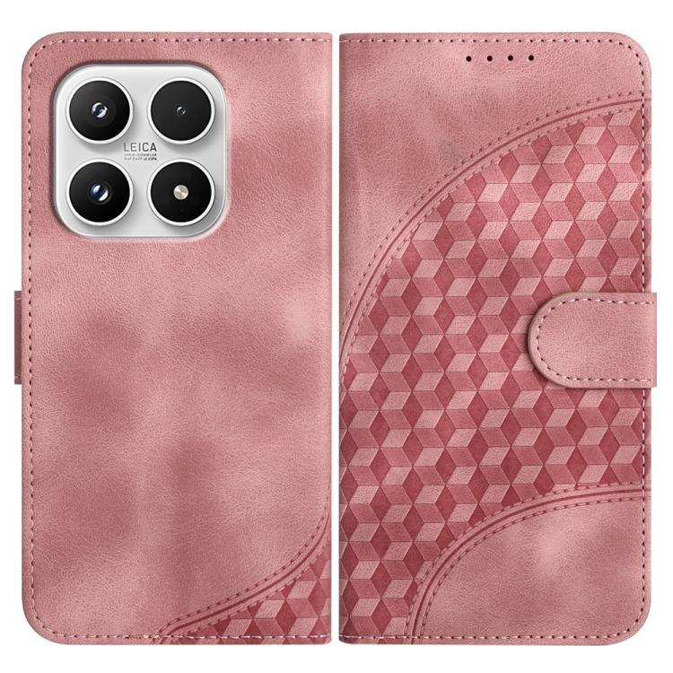 For Xiaomi 17 Elephant Head Embossed Phone Leather Case with Lanyard(Pink)