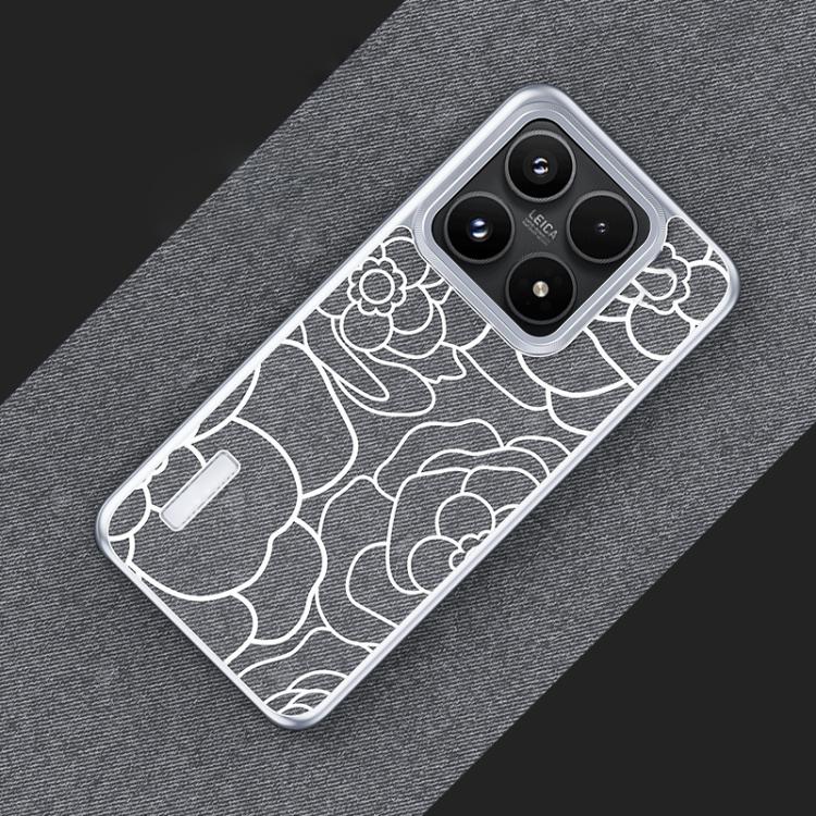 For Xiaomi 17 Embossed Camellia Wool Linen Fabric Magnetic Three Guarantees Phone Case(Titanium Gray)