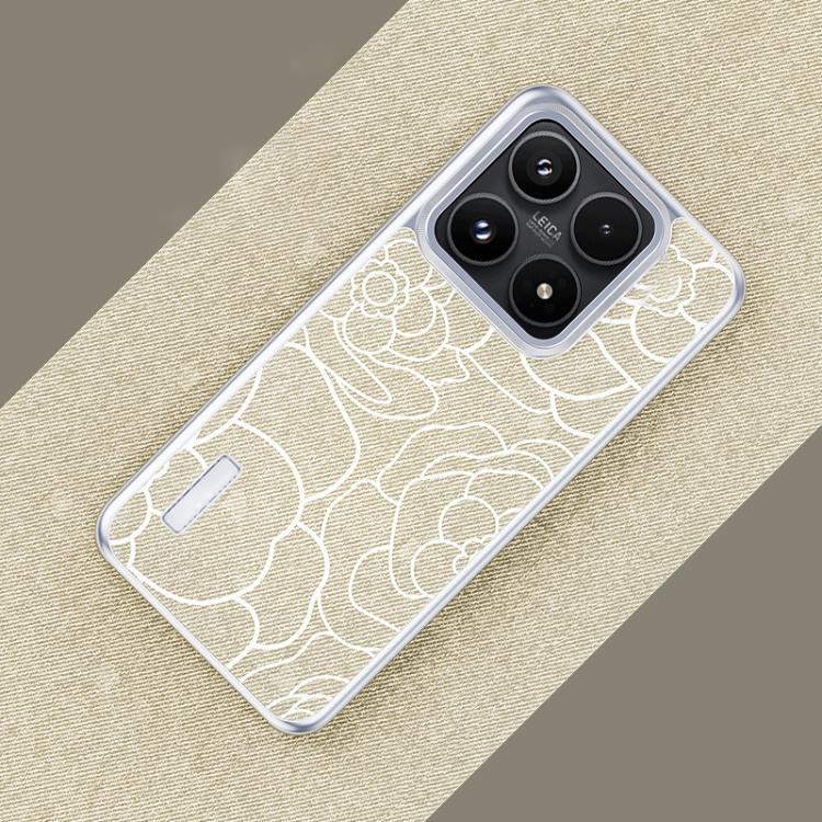 For Xiaomi 17 Embossed Camellia Wool Linen Fabric Magnetic Three Guarantees Phone Case(White)
