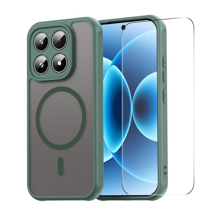 For Xiaomi 17 ENKAY Hat-Prince MagSafe Matte Translucent Shockproof Phone Case with 0.18mm High Aluminum-silicon Glass Film(Green)