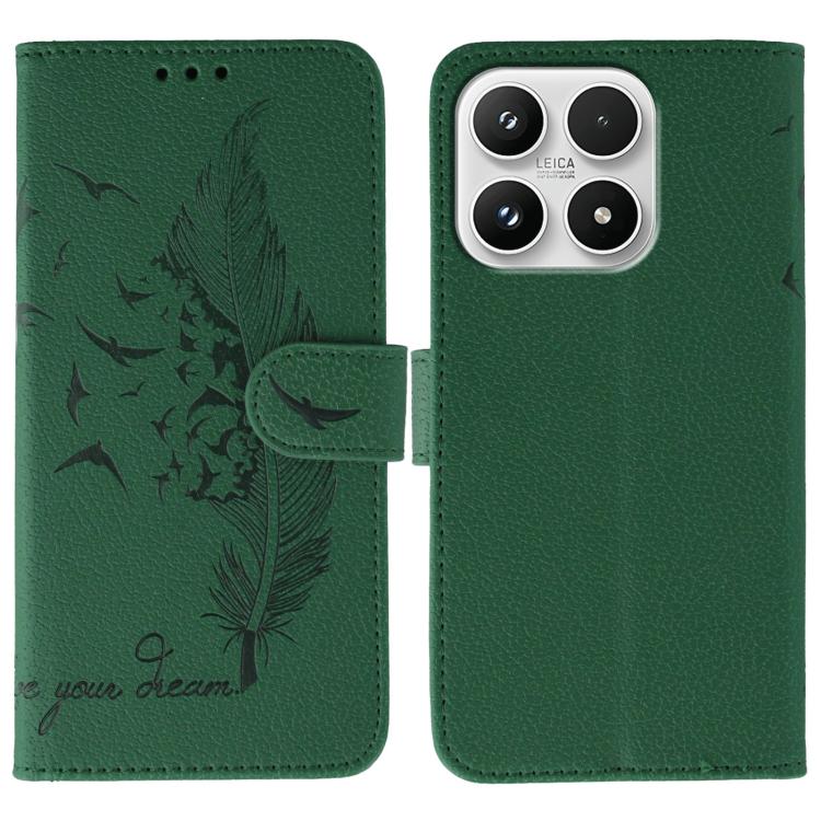 For Xiaomi 17 Feather Pattern Litchi Texture Leather Phone Case(Green)