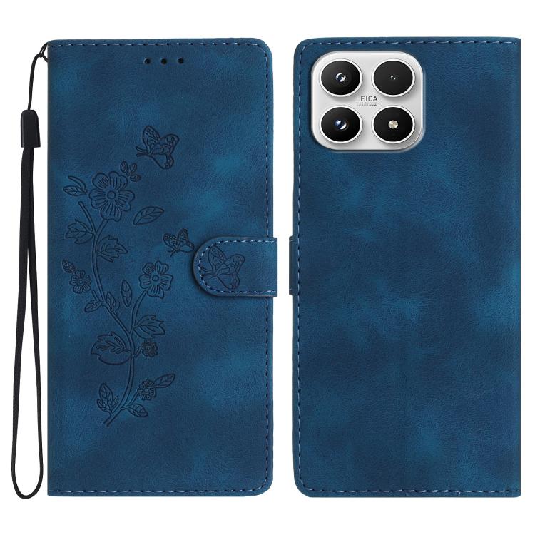 For Xiaomi 17 Flower Butterfly Embossing Pattern Leather Phone Case(Blue)