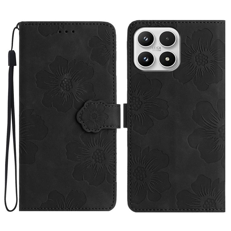 For Xiaomi 17 Flower Embossing Pattern Leather Phone Case(Black)