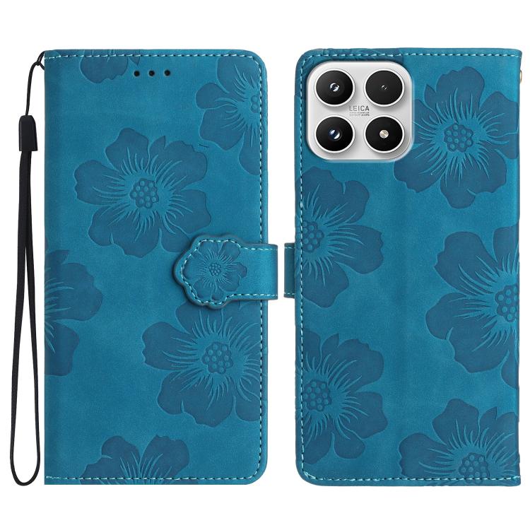 For Xiaomi 17 Flower Embossing Pattern Leather Phone Case(Blue)