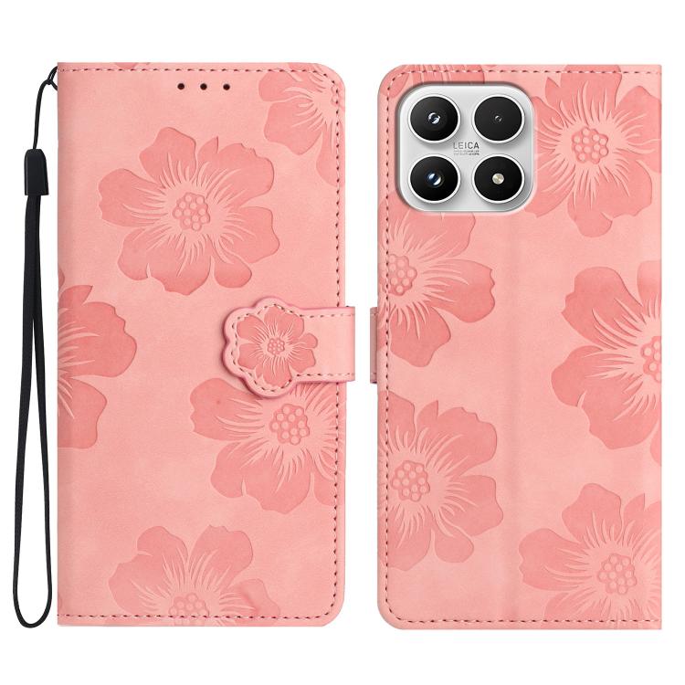 For Xiaomi 17 Flower Embossing Pattern Leather Phone Case(Pink)
