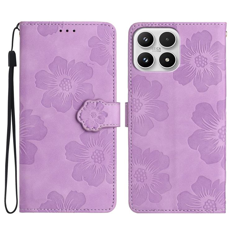 For Xiaomi 17 Flower Embossing Pattern Leather Phone Case(Purple)