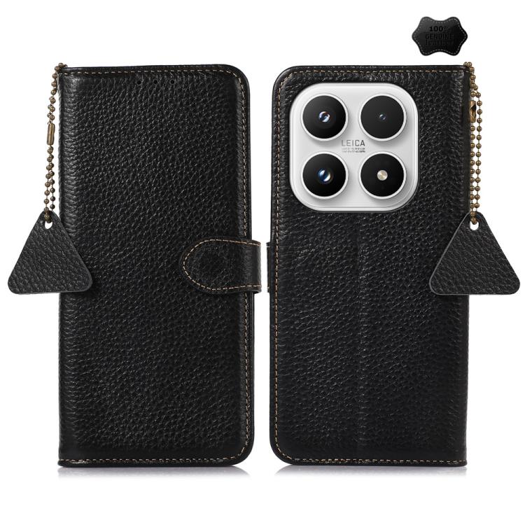 For Xiaomi 17 Genuine Leather Litchi Texture RFID Leather Phone Case(Black)
