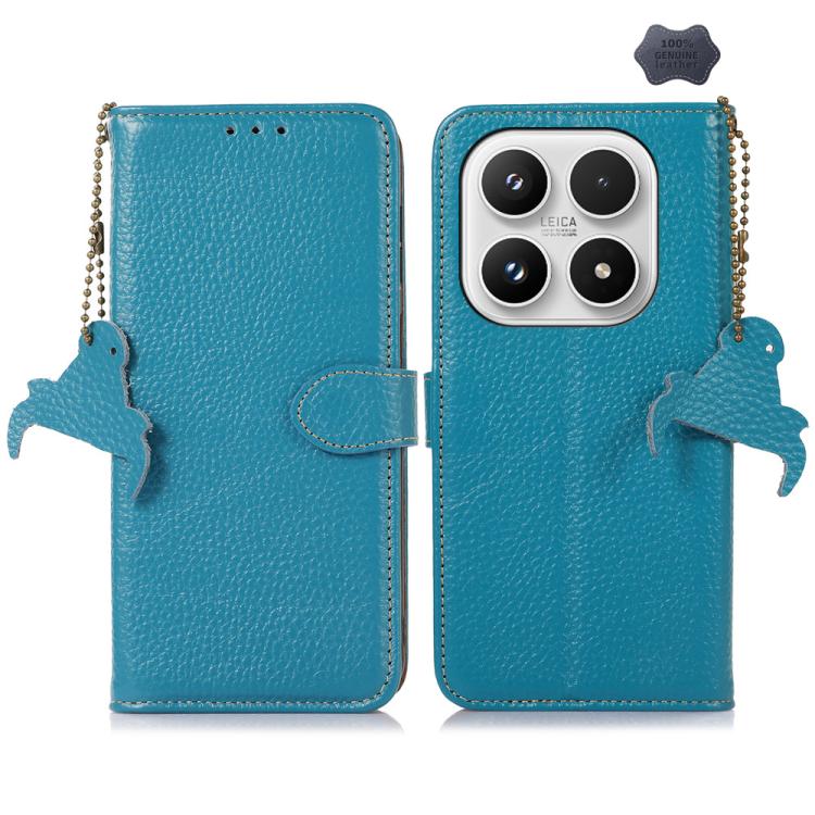 For Xiaomi 17 Genuine Leather Litchi Texture RFID Leather Phone Case(Blue)