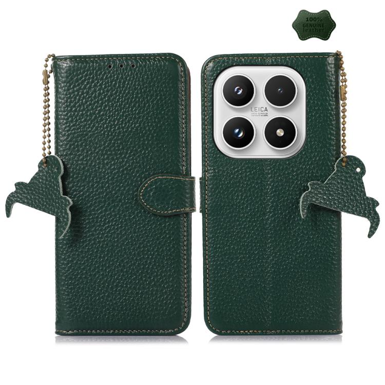 For Xiaomi 17 Genuine Leather Litchi Texture RFID Leather Phone Case(Green)