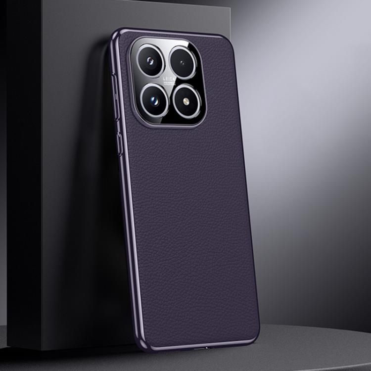 For Xiaomi 17 Genuine Leather PC Phone Case(Dark Purple)