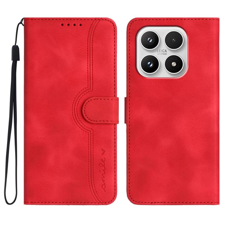 For Xiaomi 17 Heart Pattern Skin Feel Leather Phone Case(Red)