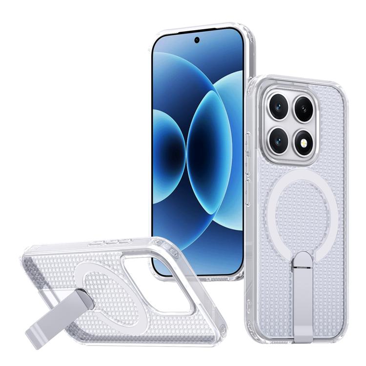 For Xiaomi 17 Honeycomb Cooling MagSafe Holder Phone Case(Frosted Transparent)
