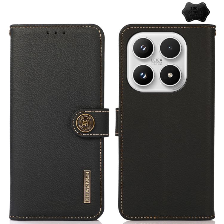For Xiaomi 17 KHAZNEH Custer Texture RFID Genuine Leather Phone Case(Black)