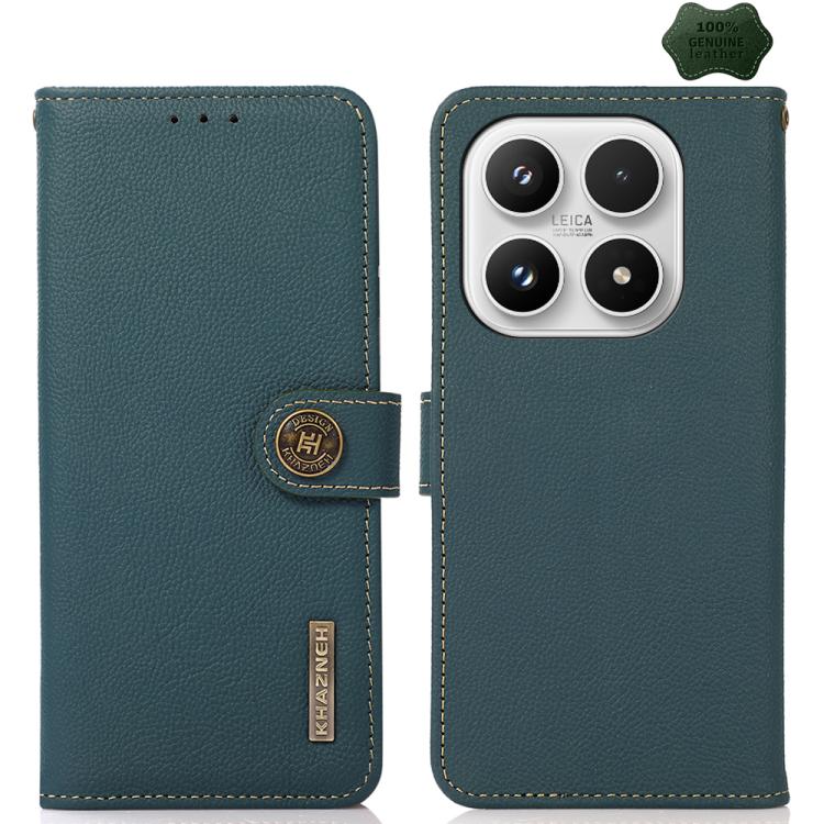For Xiaomi 17 KHAZNEH Custer Texture RFID Genuine Leather Phone Case(Green)