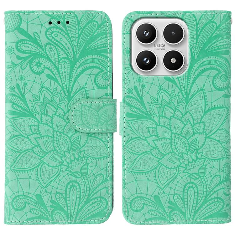 For Xiaomi 17 Lace Flower Embossing Flip Leather Phone Case(Green)