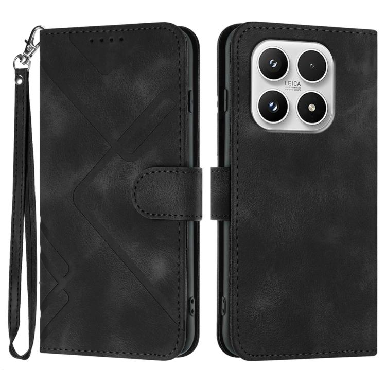 For Xiaomi 17 Line Pattern Skin Feel Leather Phone Case(Black)