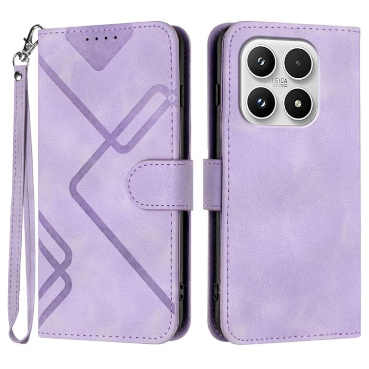 For Xiaomi 17 Line Pattern Skin Feel Leather Phone Case(Light Purple)