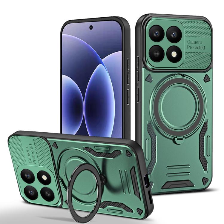 For Xiaomi 17 MagSafe 2 in 1 TPU Phone Case with Rotating Holder(Green)