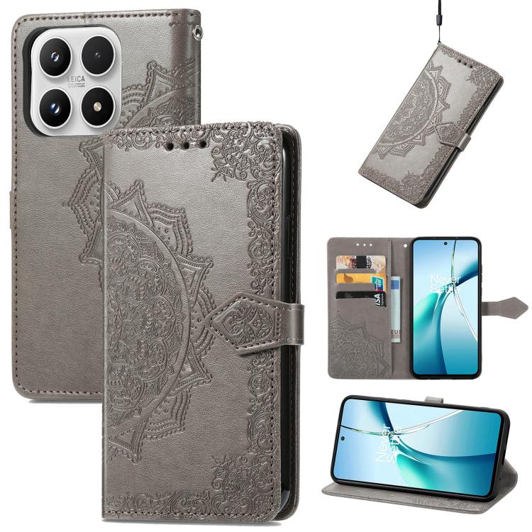 For Xiaomi 17 Mandala Flower Embossed Leather Phone Case(Gray)