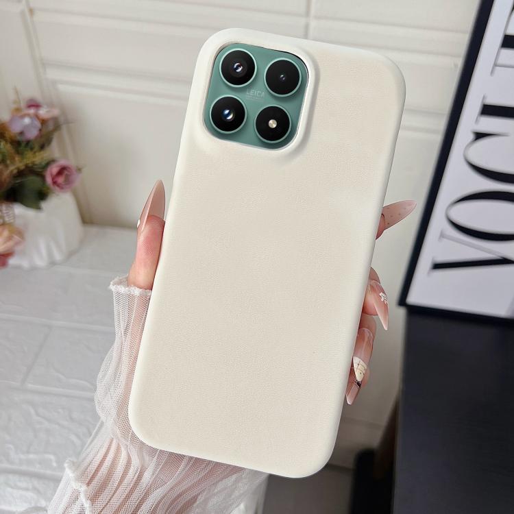 For Xiaomi 17 Matte Velvet Finish PC + Vegan Leather Phone Case(White)