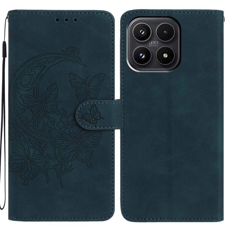 For Xiaomi 17 Moonlit Butterfly Dance Pattern Embossed Leather Phone Case(Green)
