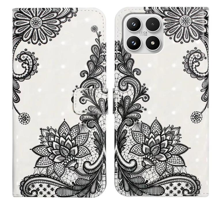 For Xiaomi 17 Oil Embossed 3D Drawing Leather Phone Case(Lace Flower)
