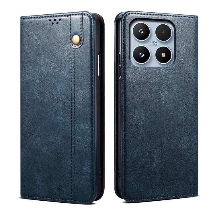 For Xiaomi 17 Oil Wax Crazy Horse Texture Leather Phone Case(Blue)