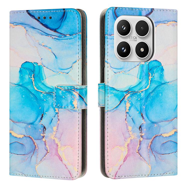 For Xiaomi 17 Painted Marble Pattern Leather Phone Case(Pink Green)