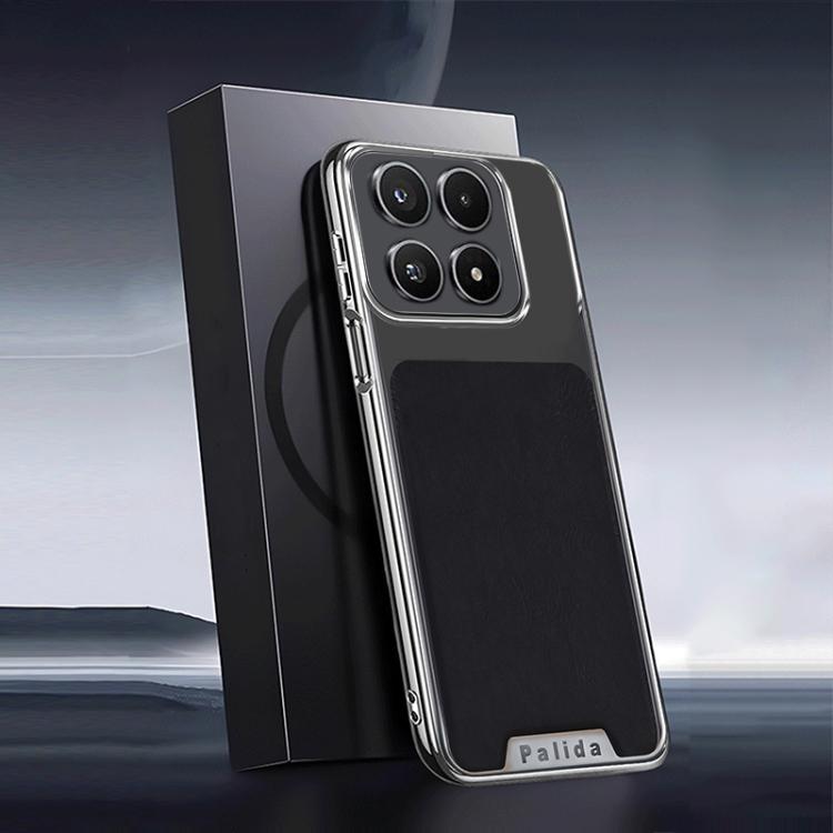 For Xiaomi 17 Palida Electroplated Mecha-Style Leather Textured Shockproof Phone Case(Black)