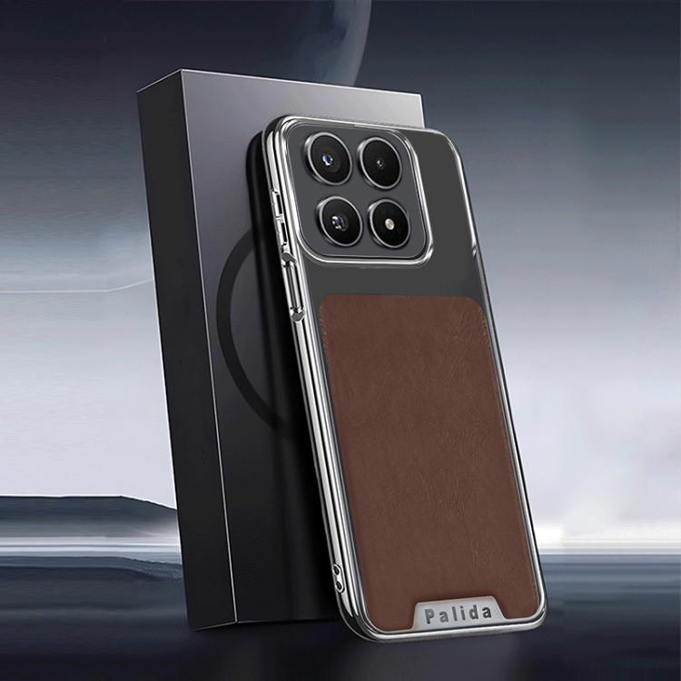 For Xiaomi 17 Palida Electroplated Mecha-Style Leather Textured Shockproof Phone Case(Deep Brown)