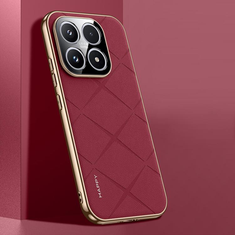 For Xiaomi 17 Plain Leather PC Phone Case(Wine Red)