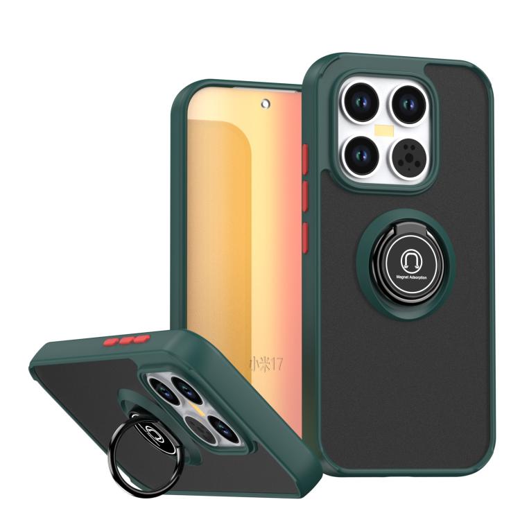 For Xiaomi 17 Q Shadow 1 Series TPU + PC Phone Case with Ring(Dark Green + Red)