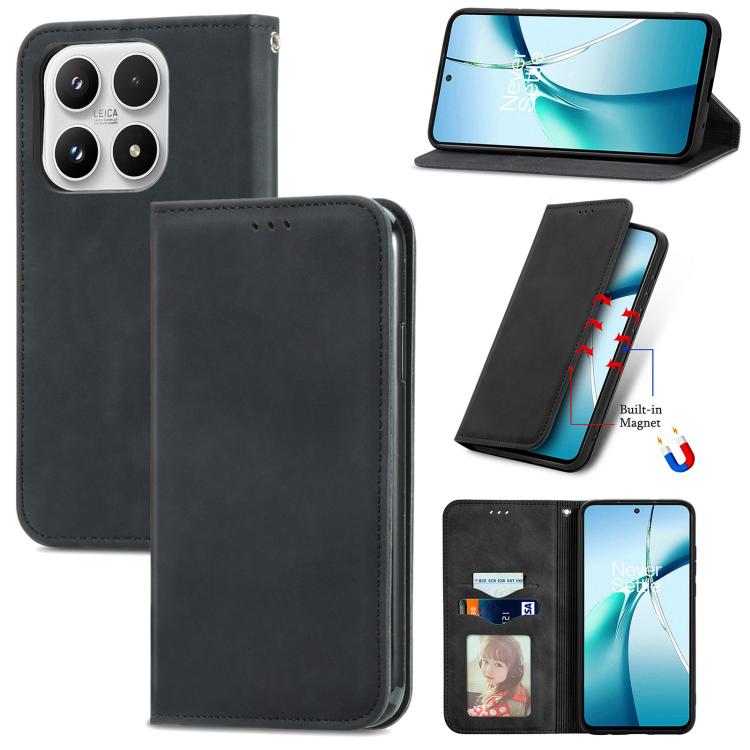For Xiaomi 17 Retro Skin Feel Magnetic Flip Leather Phone Case(Black)