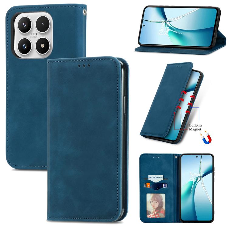 For Xiaomi 17 Retro Skin Feel Magnetic Flip Leather Phone Case(Blue)