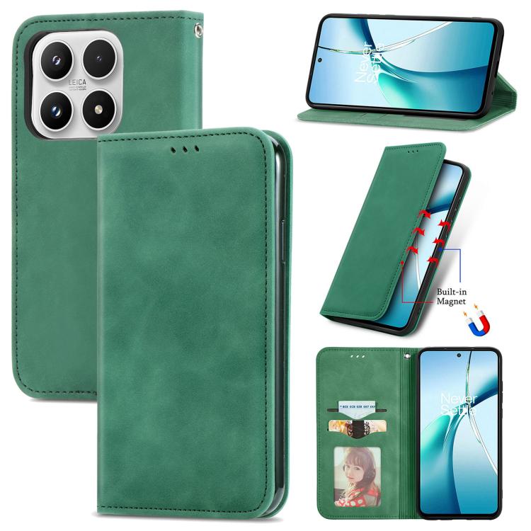 For Xiaomi 17 Retro Skin Feel Magnetic Flip Leather Phone Case(Green)