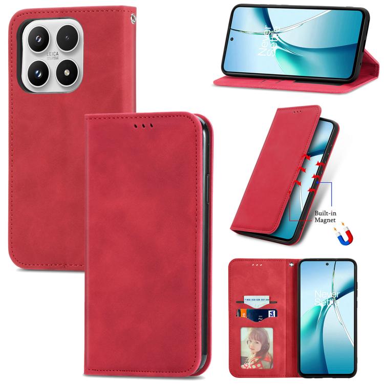 For Xiaomi 17 Retro Skin Feel Magnetic Flip Leather Phone Case(Red)