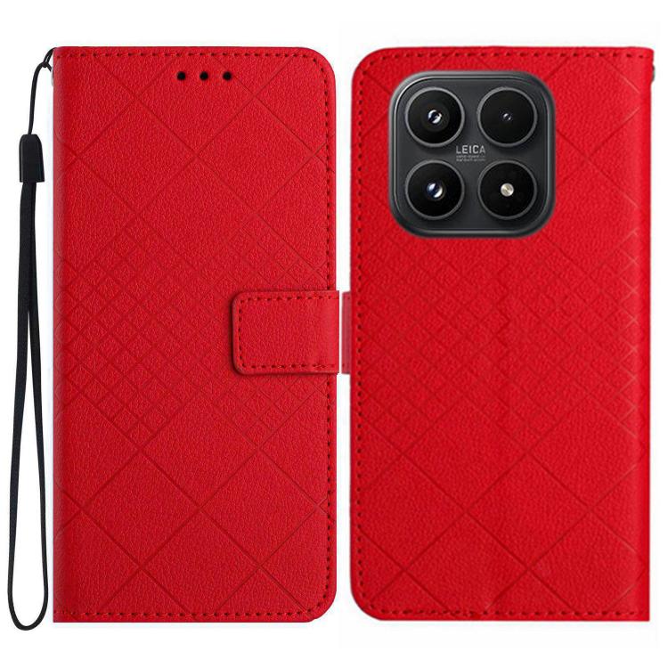 For Xiaomi 17 Rhombic Grid Texture Leather Phone Case(Red)