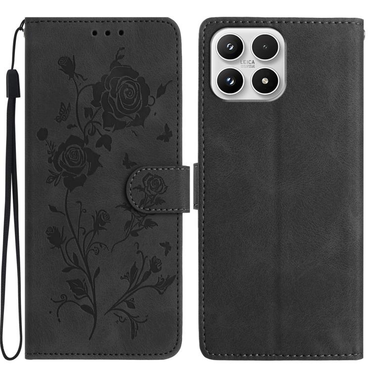 For Xiaomi 17 Rose Flower Embossing Pattern Leather Phone Case(Black)