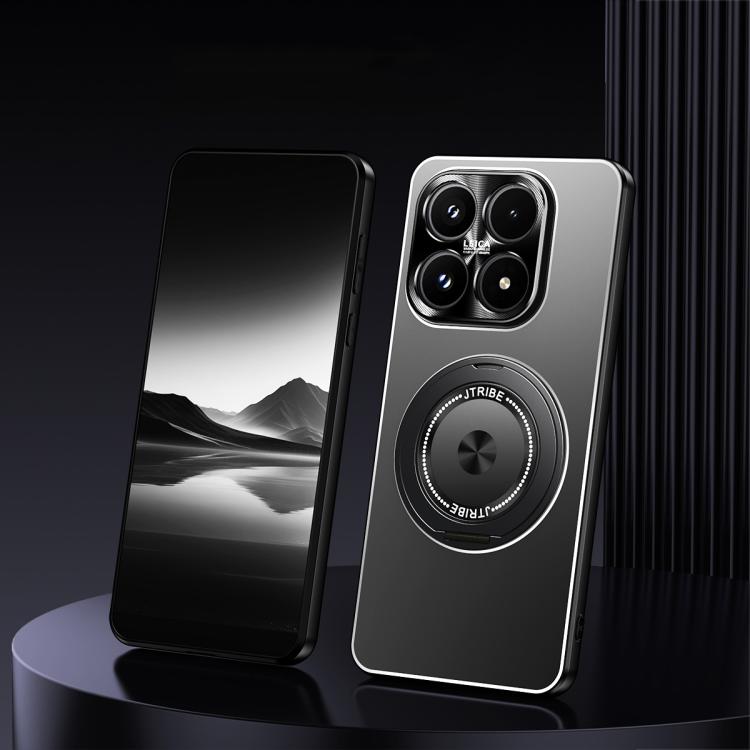 For Xiaomi 17 Rotating Holder Frosted Metal Phone Case(Black)