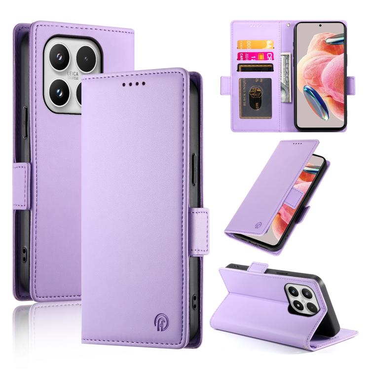 For Xiaomi 17 Side Buckle Magnetic Frosted Leather Phone Case(Purple)