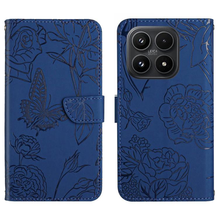 For Xiaomi 17 Skin Feel Butterfly Embossed Flip Leather Phone Case(Blue)