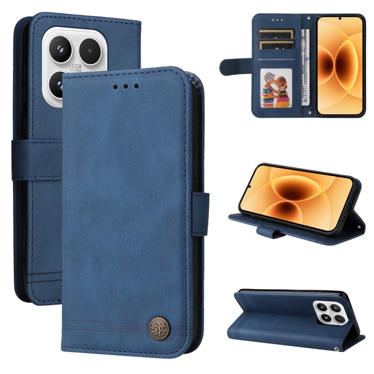 For Xiaomi 17 Skin Feel Life Tree Metal Button Leather Phone Case(Blue)