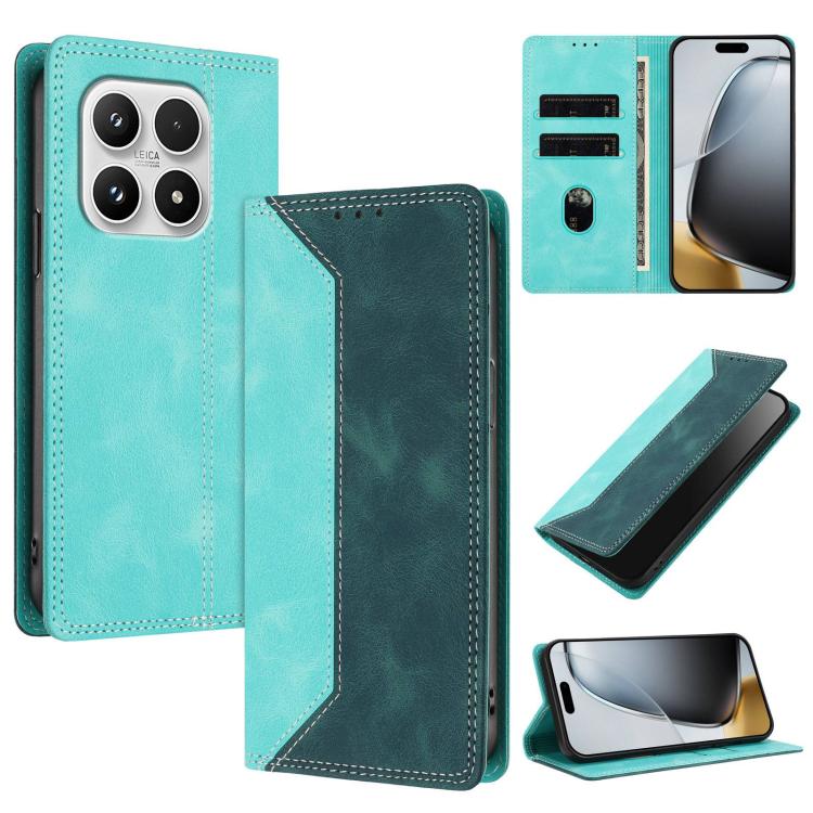 For Xiaomi 17 Skin Feel Two-tone RFID Blocking Vegan Leather Phone Case(Dark Green)